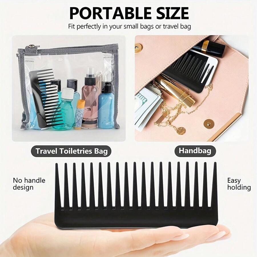 3 件宽齿梳套装 - 温和造型，无手柄，易于清洗，适合所有发质的免费体验 - 非常适合日常使用和旅行、返校、返校、旅行度假必需品、女士发饰 - 彩色 - 查看 1