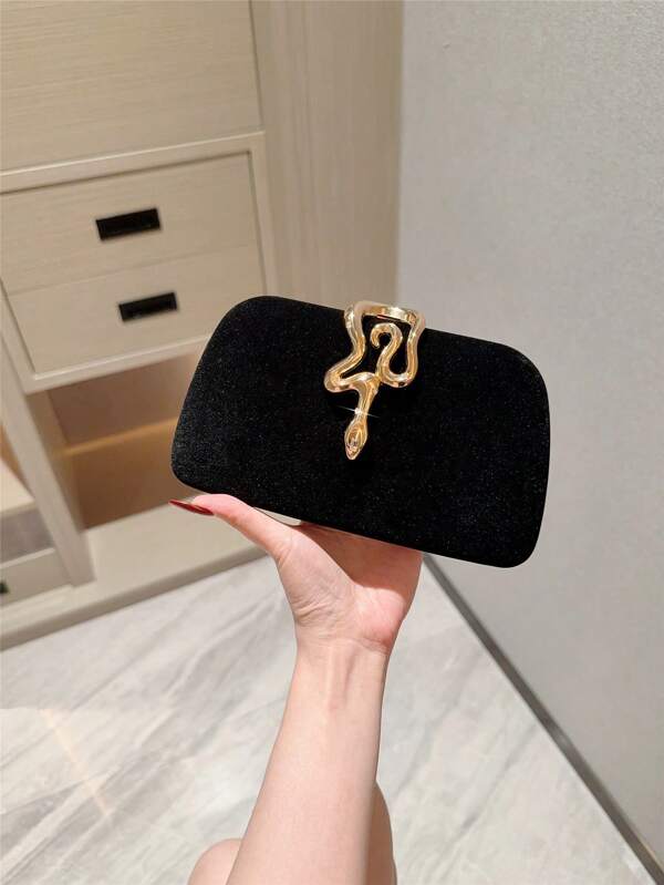 1pc Glitter Metallic Snakeskin Clutch Bag, Luxury Shiny Retro Gold Tone Mini Evening Purse, Fashionable, Charming, Exquisite, Elegant Women's Handbag, Suitable For Weddings, Themed Formal Parties, Galas, Birthday Parties, Comes With Chain