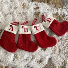 Personalized Baby Shower Christmas Stocking,Christmas Stockings Small Xmas English Letters Hanging Stockings Christmas Socks Double Sided Fireplace Hanging Stockings For Christmas Party Decoration New Year Party Gift Favors Supplies,Knit Monogram Christmas Stockings,Family Holiday Xmas Party Decor