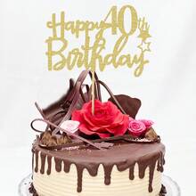 1Pc Glitter Happy Birthday Cake Topper Celebrate 10 12 13 14 15 16 17 18 21 30 40 50 60 70 80 90 100 Years Old Birthday Anniversary Party Decoration - Multicolor - View 38