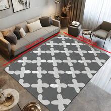 1pc Luxurious Retro Pattern Print Carpet, 1100g High-Density Faux Cashmere + TPR Washable Bottom, 0.6cm Thick, Classic Vintage Minimalist Elements, Soft Plush Area Rug, Suitable For Outdoor, Entrance, Living Room, Bedroom, Laundry Room, Bathroom, Machine Washable All-Season Large Size Mat, Home Decor