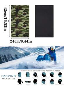 4 piezas Cubierta para el cuello con estampado de camuflaje - Máscara facial transpirable para deportes y actividades al aire libre - Protección UV para mujeres y hombres