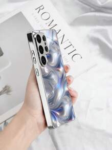 1pc Personalized Colorful Pattern Customized Text Electroplated Glass Phone Case Compatible With Samsung S25/S25U/S25Plus/S24U/S24Plus With Camera Lens Protector, Minimalist Luxury