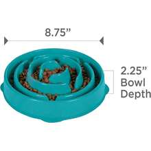 Outward Hound Fun Feeder Slo Bowl, Slow Feeder Dog Bowl, Medium/Mini, Turquoise - 綠松石 - 查看 7