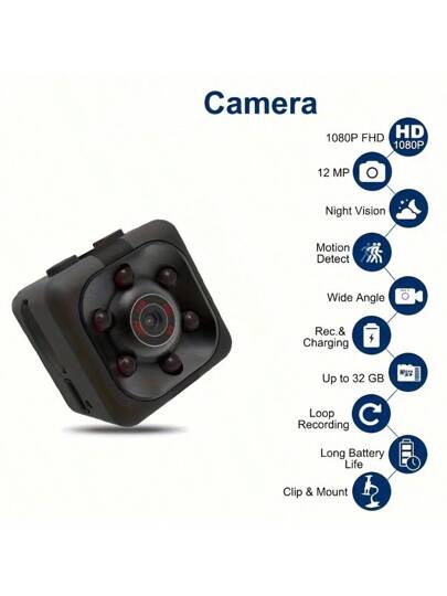 Mini HD Nanny Cam Night Vision, Motion Detection Loop Recording 1080P Full Indoor Security Camera, USB Rechargeable, Display, Wand Mountable Home Surveillance, Portable Surveillance Discreet Camera Circular Lens Cameras view 8