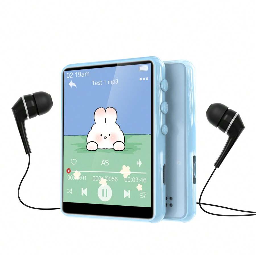 64GB MP3-Player, ZAQE M4 Multifunktions-Musikplayer mit Bluetooth 5.3, 2,4 Zoll Touchscreen, HD-Lautsprechern, UKW-Radio, Wecker, Sprachaufnahme, E-Book, bis zu 512GB (hellblau)