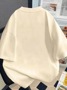 1 Pcs Women's Y2K Cartoon Graffiti Print T-Shirt – Fun Design, Soft And Breathable Short Sleeve Top, Machine Washable, White Comfortable - Màu be - Xem 2