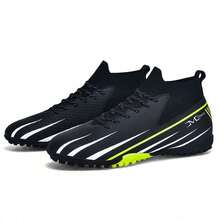 Chuteira Society Botinha Meinha Cano Curto Grama Sintética Meia Tenis Futebol Soçaite Leve e Macio - Preto - Visão 5