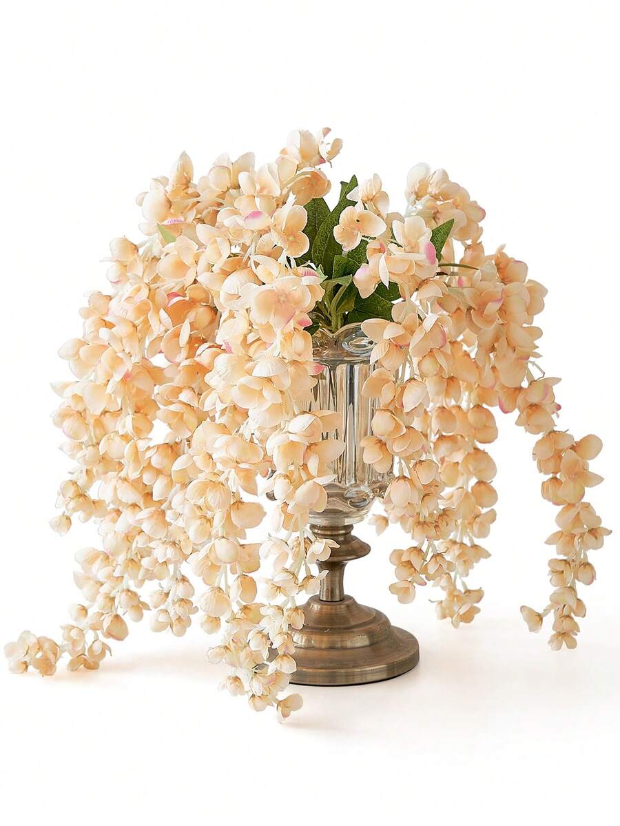 1 件/3 件人造紫藤花丝绸假紫藤藤蔓塑料悬挂花适用于家庭花园派对婚礼装饰 - 香檳色 - 查看 1