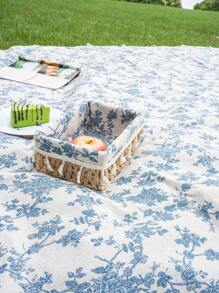 1 Stück Picknickdecke mit Blumendruck, multicolor, tragbare Outdoor Campingmatte für Strand, Camping, Wandern, Familien Konzerte