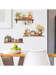 1 pièce Autocollant mural décoratif créatif pour ustensiles de cuisine, restaurant, cuisine, maison, convient pour le salon, la chambre, la salle de bain, décoration de la maison, autocollants, décalcomanies murales, décalcomanies en vinyle pour la décoration de la salle de bain de la maison, décorations de printemps pour donner à votre maison un nouveau look, autocollants de décoration pour fêtes, cadeaux d'anniversaire et de remise de diplômes