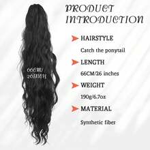 DIFEI-extensión de cabello sintético con cola de caballo para mujer, accesorios para el cabello con cola de caballo, peluca larga y rizada, color negro natural 6KZY - 233 - Ver 10