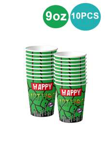 10 قطعة من أطباق وفوط الحفلات بتصميم ألعاب البطل ومناظر مدينة الكوميديا الخضراء، طقم حفلة عيد ميلاد السلحفاة الخضراء للرجال، مناسب لحفلات عيد الميلاد، حفلات العائلة، حفلات الأصدقاء، الحفلات الصيفية الخارجية