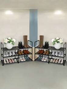 1pc Double-Deck Simple Dust-Proof Shoe Rack, Storage Shelf, Space Saving, Sturdy, Fashionable, Easy Assembly & Disassembly, Portable, Suitable For Living Room, Bedroom, Entryway, Office, Home, Multi-Layer Storage, Holiday Gift, Christmas Gift, Children Gift