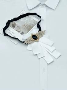 1pc Men's Business Shirt Collar Decor Bow Tie, Groom & Groomsmen Accessory For Wedding Parties