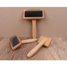 1pc Wooden Pet Grooming Brush, Dual Use For Dogs & Cats, Long Hair Detangling Massage Brush, Anti-Static, Fur Removal, Pet Grooming Tool