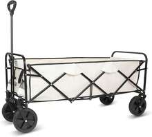 Extended Folding Utility Wagon, 330LBS Heavy Loaded Collapsible Garden Cart With Anti-Slip Wheels, Adjustable Handle And Side Pockets, Large, White, X-Large - White - View 1