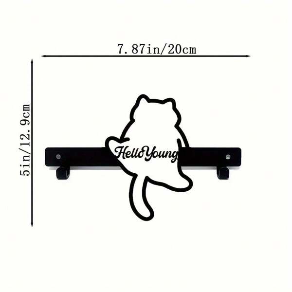 1pc HelloYoung Contemporary Metal Leaping Cat Key Holder With Anti-Slip Wall Mounted Hooks For Coats, Keys, Towels