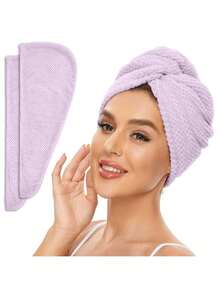 2 Packs Microfiber Hair Towel Wrap For Women, Super Absorbent Quick Dry Hair Turban For All Hair Style Anti Frizz, Large Hair Drying Towel With Button,Back To School,Travel Holiday Essentials,Hair Accessories For Women - Multicolor - View 16