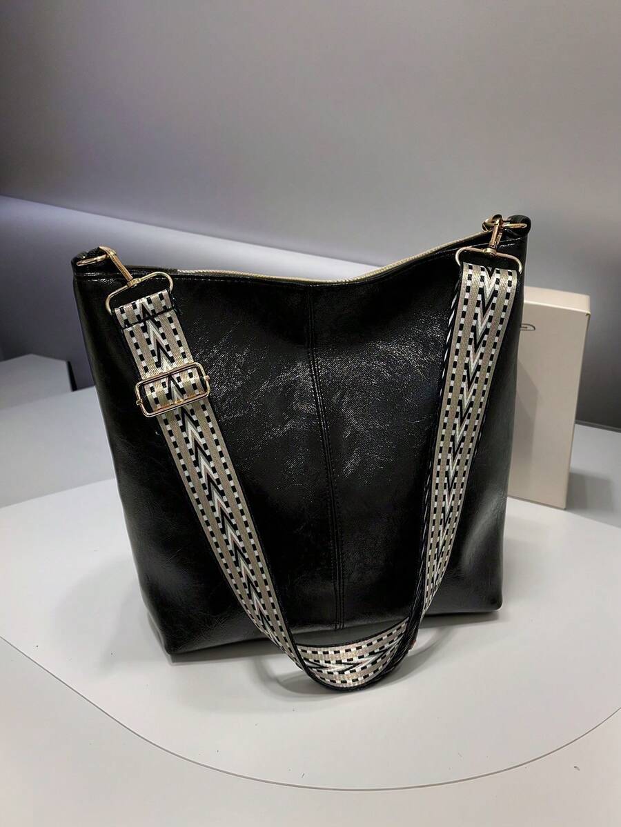 Geometric Pattern Shoulder Strap Crossbody Bag, Large Capacity Messenger Bag, Retro Style Shoulder Bag For Women