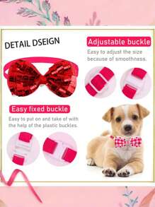 5pcs Pet Bow Ties, Cute Shiny Bow Dog Collar, Cat Bow Ties, Suitable For Pet Daily Outfit, Holiday Gift, Christmas
