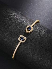 1 pieza Brazalete clásico de circonia cúbica para mujeres, regalo del Día de San Valentín, joyería de boda