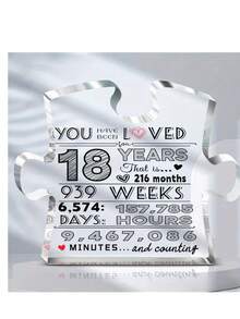 18th Birthday Acrylic Centerpiece Decor - "You've Lived 18 Years" Collage Design, Transparent PMMA Desktop Ornament, Suitable For Home And Bedroom, Perfect Gift, 18th Birthday Party Supplies, Birthday Party Decorations - Black - View 1