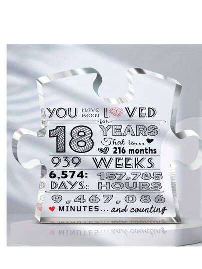 18th Birthday Acrylic Centerpiece Decor - "You've Lived 18 Years" Collage Design, Transparent PMMA Desktop Ornament, Suitable For Home And Bedroom, Perfect Gift, 18th Birthday Party Supplies, Birthday Party Decorations
