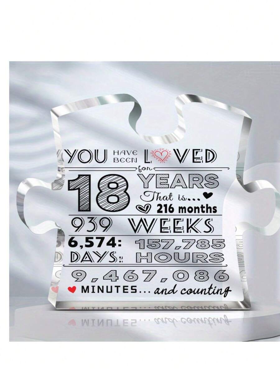 18th Birthday Acrylic Centerpiece Decor - "You've Lived 18 Years" Collage Design, Transparent PMMA Desktop Ornament, Suitable For Home And Bedroom, Perfect Gift, 18th Birthday Party Supplies, Birthday Party Decorations - Black - View 1