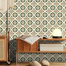 1 Rolle Vintage Stil Selbstklebende Tapete - Polygonales Blumen Muster, Abziehen und Aufkleben, Abnehmbar, Wasserfestes Kontaktpapier, Geeignet für Wohnzimmer, Schlafzimmer, Esszimmer, Flur, Heimdekoration, Schrank, Bücherregal, Möbel, Wandkunst, Sommerdekoration, Feiertagsdekoration Geschenk