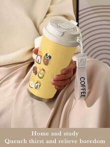 不锈钢真空隔热旅行杯带吸管，可拆卸茶/咖啡杯带挂绳，男女皆宜 - 彩色 - 查看 5