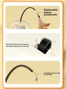 1pcSmart Cat Toys, Laser Infrared Sensing Cat Toys, Self-Entertainment And Entertaining Pet Electric Cat Toys, Feather Cat Sticks, Pet Supplies, Gifts For Lively Kittens And Cats To Interact With