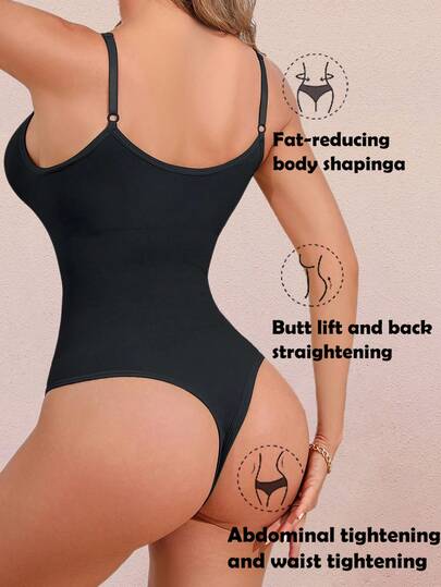 1pc Women's Body Shaping Sports Bodysuit Black Body Shaper Women's Hip Lifting Underwear Thin Thong Corset Corset Waist Shaping Body Shaping Clothing Style Spaghetti Straps Detachable Button Style Waist Hip Lifting Shaping Curves Abdomen Slimming Yoga Fitness Sports Versatile Shaping Gather Women's Tights Modify Abdomen Adjustable Straps Shaping Fashion Shapewear Bodysuit Summer