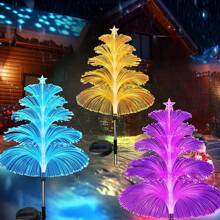 1 pièce Lumières de jardin solaires Nouvelle version améliorée Lumières solaires extérieures étanches Lumières de fleur solaire à double méduse et étoile changeant de 7 couleurs pour décoration de jardin extérieur de Noël Cadeaux pour femmes