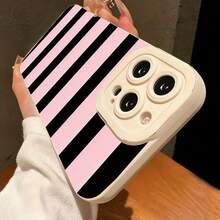 Black And Pink Stripes Pattern UV Printing Phone Cover Angel Eyes Phone Case Matt Phone Shell 360 Degree Full Protection For Iphone 11 12 13 14 Pro Max 15 XR X/ XS 7 8 Plus SE Mini For Smartphone Best Gift Birthday Gift Boy & Girl,Suitable For IPhone17 Air - trắng - Xem 5
