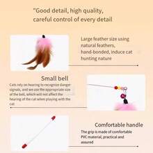 Interactive Feather Cat Teaser Stick, DIY Cat Teaser Toy Accessories, Cat Teaser Exercise Stick, Feather Replacement, Durable Plastic Fishing Rod Design, Brings Endless Fun And Exercise, Self Entertainment, Pet Collar, Battery Free Pet Toy, Suitable For Cats And Kittens To Play With, Equipped With Feathers, Bells, And Bendable Wires - Multicolor - View 10