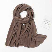 1pc 180*70CM Scarf Texture Crinkled Satin Crepe Crinkled Shawls And Wraps Silk Feeling Chiffon Hijab Women Long Hair Scarves Braids Soft Headscarf Headbands Scarf Bandana Beach Cover Up Sarong Satin Hijab Daily Life Evening Travel Wedding Party Bridal - Baby Pink - View 17