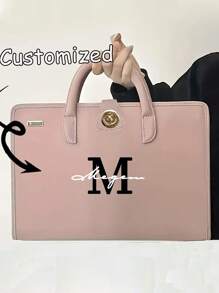 Custom Chic Pink PVC Faux Leather Laptop Bag,Personalized Name, Lightweight & Secure, Portable Multi-Functional Computer Case - Versatile For Office,School Supplies,Back To School,School Gift,For Office,For School,For Classroom,For Teacher Gifts,For University,For Colleague,For Dorm Rooms,For Teacher,For Boys And Girls,For Teenagers,Junior High School Students,Middle School Students,High School Senior High School Students,College Students,University Students,Freshman,Sophomore,Underclassmen,All-Purpose,Large Capacity,Versatile,Multifunction,Colorful,Cute,Adorable,Contracted,Funny,Kawaii,Y2K,Minimalist,Commuting,Business Casual,Basics,Custom,Personalized,Unique,Customized,Ideal Gifts For Him,Ideal Gifts For Her,Her,Family,Friends,Girlfriend,For Anniversaries,For Birthdays,For Holiday/ Vacation,For Outdoors/Outings/Travel/Hiking/Stadium/Sports/Climbing,For Business/Commute/Work/Office