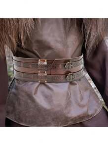 2 pièces Ceinture large viking, ceinture d'armure médiéval, ceinture-corset de chevalier, costume d'Halloween LARP