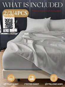 2/3/4pcs  Fitted Sheets Set, Bedding, Cozy And Warm Bedding, Fall Decor, Christmas Decorations, Halloween Decor, Solid Color Bedding Sheets, Easy Care And Comfortable, Breathable Bed Set, For Single, Twin, Full, King, Queen Bed Sizes, Suitable For Bedroom, Guest Room, Halloween Gift, Dormitory, All Seasons, Machine Washable