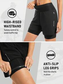 Qualicos Women's Mountain Bike Shorts 4D Padded Cycling Riding Biking Bicycle Biker Cycle Sport Shorts For Women Zipper Pockets - Black - View 6