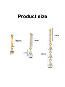 1/3 peças Brincos de Botão e Argola Huugie com Zircônia Cúbica Banhados a Ouro 18K, Brincos Empilháveis Antialérgicos, Conjunto de Brincos Fofos Para Presente de Mulheres e Meninas