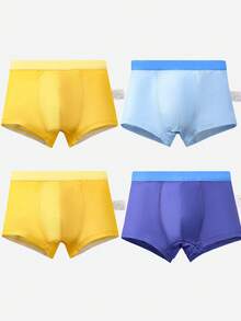 4条装男童舒适柔软透气卡通宇航员印花平角内裤，幼儿/小童/大童 - 彩色 - 查看 2