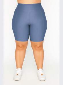 Bermuda Polyamide 3D Plus Size Women's Leggings With Functional Pocket Fitness Fashion For Gym Workout