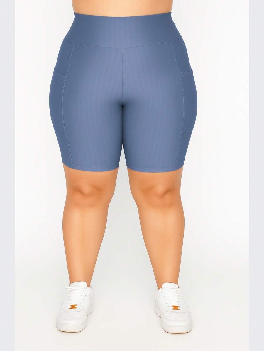 Bermuda Polyamide 3D Plus Size Women's Leggings With Functional Pocket Fitness Fashion For Gym Workout