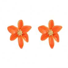 1 par de pendientes colgantes bohemios de estilo vintage con flor de esmalte naranja, aptos para el uso diario de las mujeres