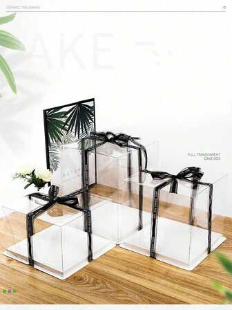 1pc Transparent Cake Box, Bakery Packaging Box, Cake Box (Please Peel Off The Protective Film Before Use)