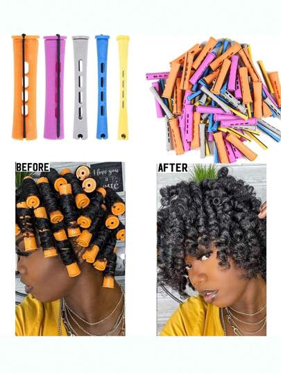 50 pezzi Set di bigodini per permanente - 5 misure di bigodini per onde fredde per arricciatura naturale, acconciatura e parrucchiere (arancione, viola, grigio, blu, giallo), essenziali per il ritorno a scuola, vacanze, accessori per capelli da donna, capelli ricci, bigodini, arricciacapelli, ricci senza calore, ricci senza calore, bigodini per capelli, bigodini, riccioli, bigodini per capelli, strumenti per capelli ricci, bigodini per capelli, bigodino, diffusore per riccioli, capelli, viaggio, prodotti per capelli, strumenti per capelli, accessori per capelli, barbiere, accessori da barbiere, barbiere, attrezzatura per parrucchieri