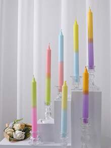 2 Packs Tall Taper Candles - 7.87 Inch Two-Tone Dripless, Unscented Dinner Candle - With Wicks - 5 Hour Burn Time,Candles,Pink Candle,Wedding Decor,Wedding,Gifts,Birthday Gifts,Home Decor,Room Decor,Teacher Gifts - Multicolor - View 1