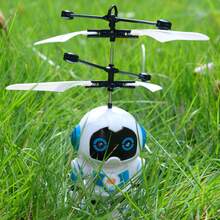 1 件多色遥控机器人无人机，智能感应可充电飞行器，悬停电动闪光派对玩具，耐撞长电池寿命，男孩派对礼物，带 USB 充电线，2 个遥控选项（手持和背带）